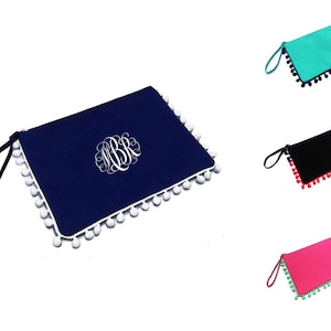 Personalized Pom-Ppm Wristlet Clutch Monogram Clutch Custom Pouch Monogram Wristlet Custom Wristlet Wedding valentine's day for her