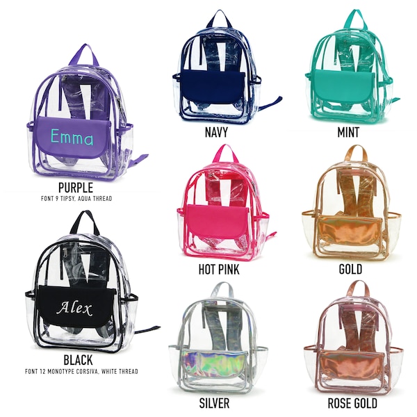 Monogram backpack, personalized backpack, Personalized clear bag, clear backpack, Stadium bag clear, Stadium backpack clear, lunch box,