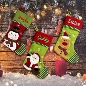 Embroidered Christmas Stocking: Felt Corduroy, Knit Trim, Personalized Decor