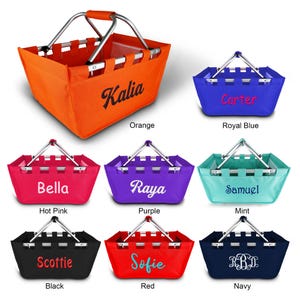 Monogram Large Market Basket, Personalized Market Tote, Fold Up Basket, Collapsible Basket, Storage Basket, Monogram Market, Easter basket