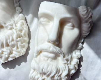 Zeus Bust Candle: Greek God Soy Wax Sculpture