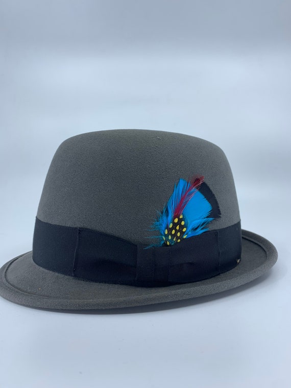 Gray Wool Feather Accent Women\'s Hat Ladies Gray Wool Felt Hat - Etsy main image 2