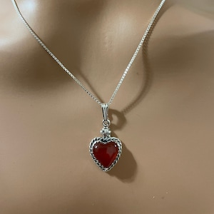 Carnelian Heart Pendant/Sterling Silver/ Heart Necklace/ Red Stone Heart Pendant/Red Heart Necklace/Red Carnelian Pendant/Made In USA