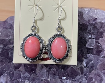 Pink Coral Earring/Sterling Silver/Handmade Jewelry/Pink Coral/Genuine Coral Earring