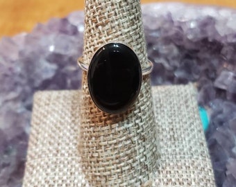 Anillo grande de ónix negro/Anillo llamativo/Joyería artesanal/Plata de ley/Hecho en EE. UU.