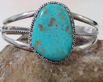 Blue Turquoise Cuff/Sterling Silver Cuff/Turquoise Cuff Bracelet/Turquoise Bangle/Southwest Turquoise Bracelet/Turquoise Cuff/TQ6