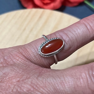 Carnelian Ring/Red Carnelian Ring/Sterling Silver/Simple Carnelian Ring /Carnelian Agate/Carnelian Silver Ring /Made In USA