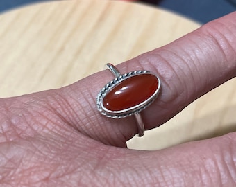 Carnelian Ring/Red Carnelian Ring/Sterling Silver/Simple Carnelian Ring /Carnelian Agate/Carnelian Silver Ring /Silver Ring