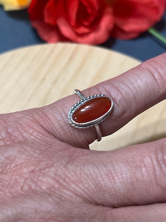Carnelian Ring/Red Carnelian Ring/Sterling Silver/Simple Carnelian Ring /Carnelian Agate/Carnelian Silver Ring /Silver Ring