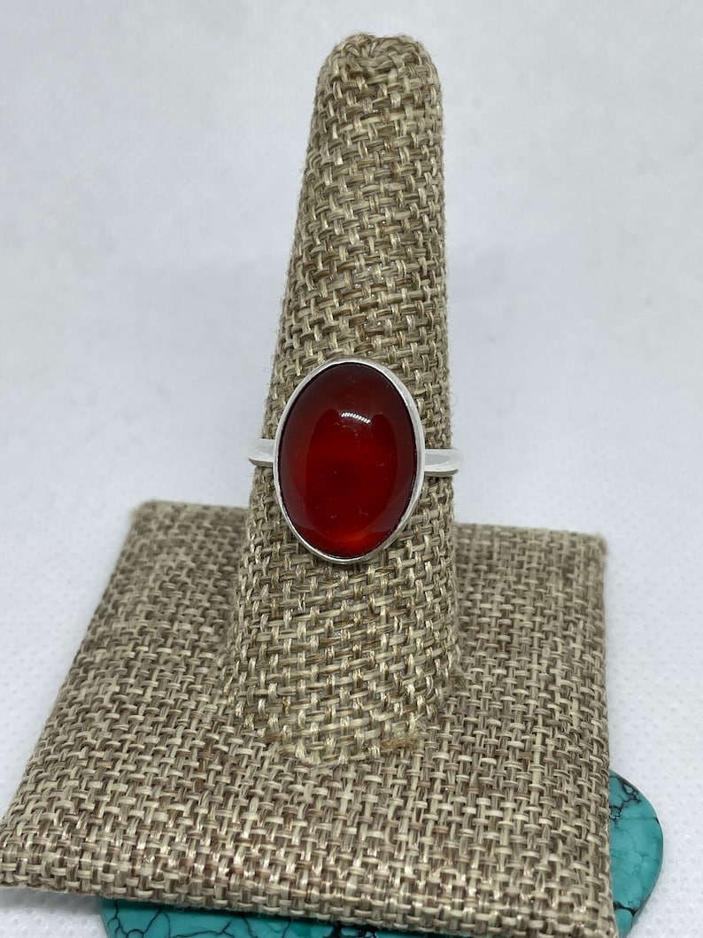 Large Red Carnelian Ring/Statement Ring/Handmade Jewelry/Sterling Silver/Natural Red Carnelian /Made In USA image 1