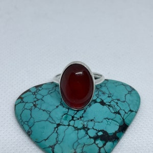 Large Red Carnelian Ring/Statement Ring/Handmade Jewelry/Sterling Silver/Natural Red Carnelian /Made In USA image 2