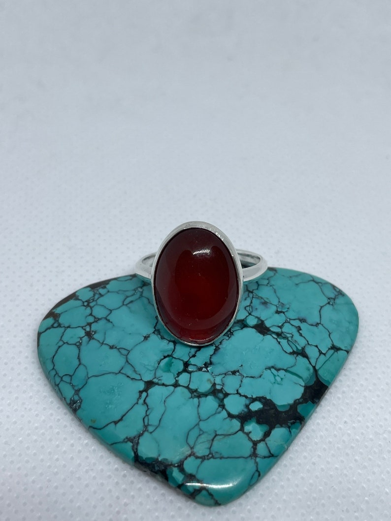 Large Red Carnelian Ring/Statement Ring/Handmade Jewelry/Sterling Silver/Natural Red Carnelian /Made In USA image 2