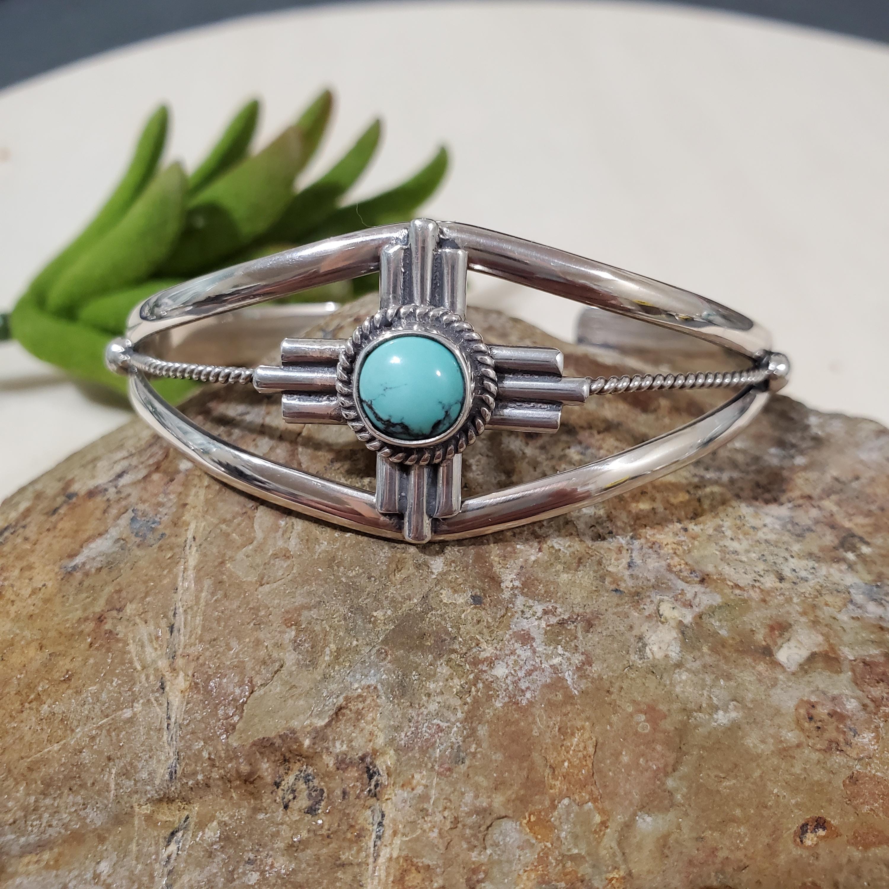 ジア ターコイズ カフ ブレスレット/スターリングシルバー カフ/ジア
