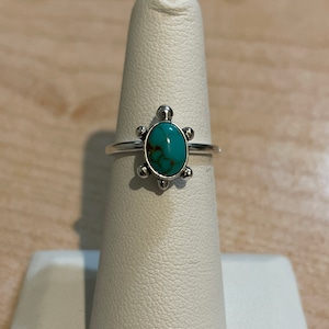 Turtle Ring /Sterling Silver Turquoise /Dainty Turtle Ring/Kingman Turquoise Small Turtle Ring/Made In USA