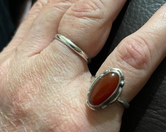 Carnelian Ring/Red Carnelian Ring/Sterling Silver/Simple Carnelian Ring /Carnelian Agate/Carnelian Silver Ring /Carnelian Crystal Ring