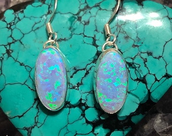 Blue Opal Earring/ Sterling Silver/ Blue Opal Jewelry / Dangling/ Dangle Jewelry