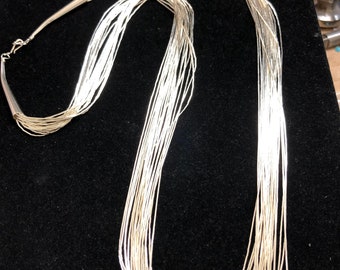 New/Liquid Silver /20 strand 24 Inches/Multi Strand /Silver Necklace /Fine Silver /Gift For Her/Design And Made In USA