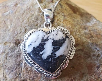 Heart Pendant/Heart Necklace/Sterling Silver Heart/White Turquoise Heart/White Buffalo Heart/Valentine Gift/Heart/Gift For Her/LL252