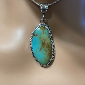 Gold Matrix Turquoise Pendant Necklace/ Dainty Turquoise Pendant/Sterling Turquoise Pendant/#8 Turquoise /Gift For Her