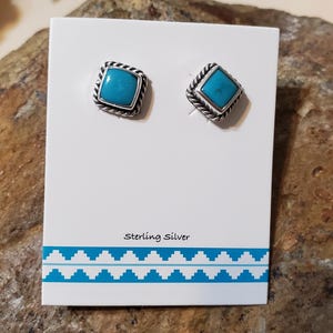 Blue Turquoise Stud Earrings /Sterling Silver /Kingman Turquoise Stud Earring/Blue Turquoise Earring/Turquoise Earring/Gift For Her/LL302
