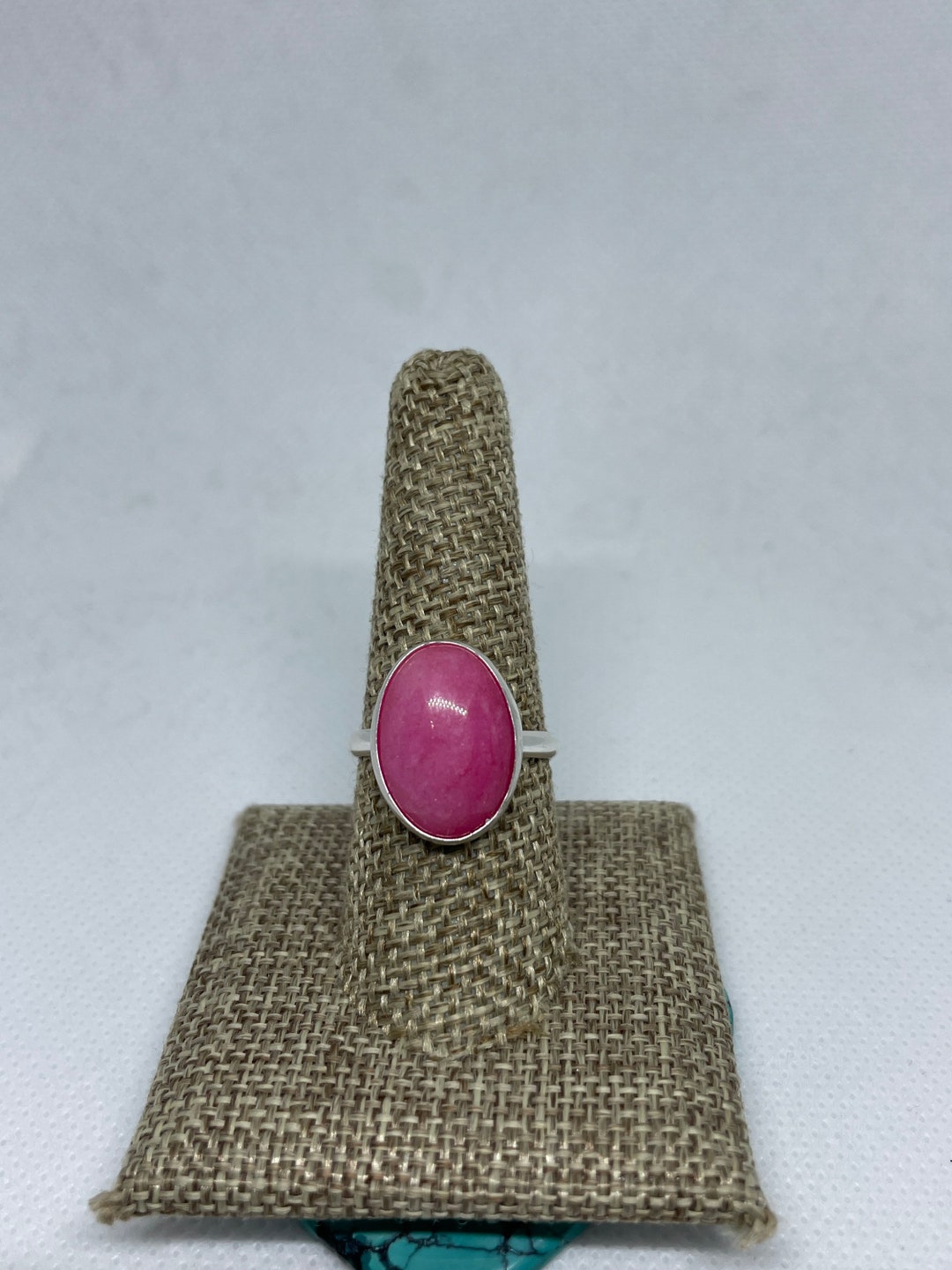 Large Pink Jade Ring/statement Ring/handmade Jewelry/sterling Silver ...