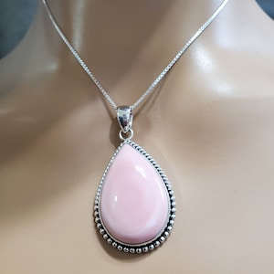 Pink Conch Shell Pendant Necklace/Conch Shell Pendant/925 Sterling Pendant/Large Teardrop Pink Conch Shell Pendant/Pink Shell Pendant/C01