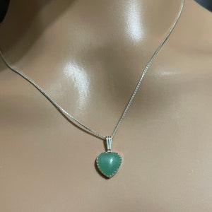 Genuine Aventurine Heart Pendant/Sterling Silver Heart Aventurine Agate/Aventurine Crystal Heart /Green Aventurine Heart /Made In USA