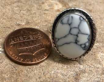 White buffalo ring / sterling silver/ Large Size Ring / solid band/Simple Ring