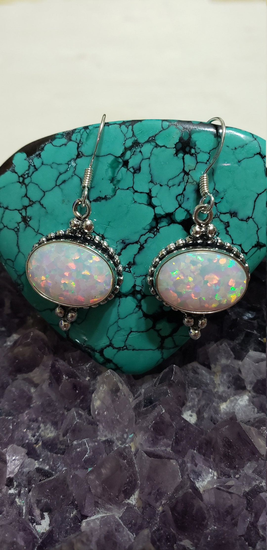 Large White Opal Earring/genuine 925/sterling Silver/bridesmaid Jewelry/october Birthstones