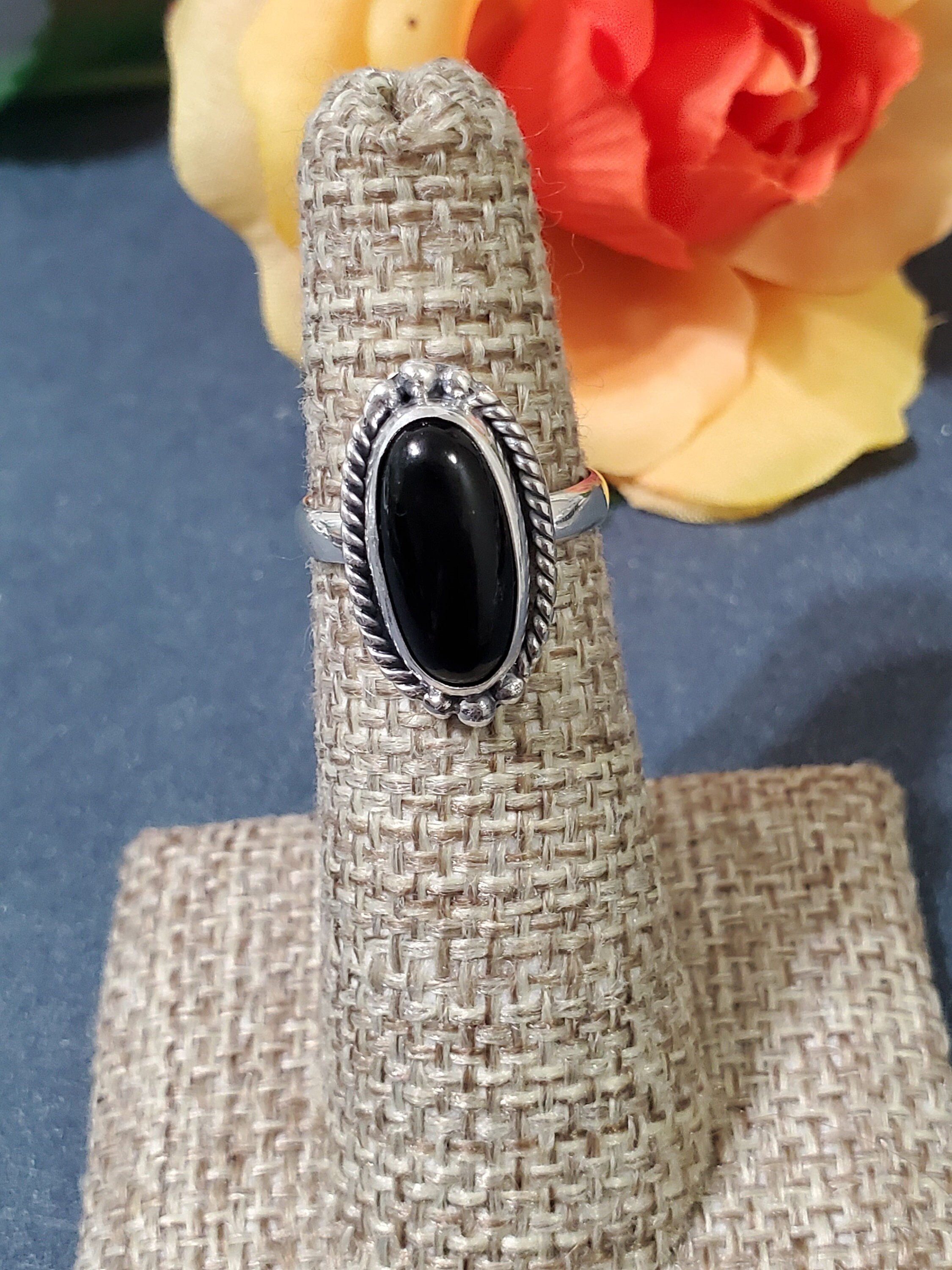 Black Onyx Ring/Oval Onyx Ring/925 Sterling Silver Ring/Boho Ring/Black Ring/Handmade Black Onyx Ring/Gift For Her/Black Stone Ring