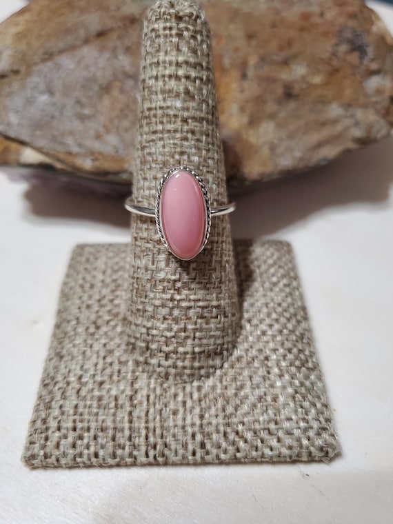 Oval Pink Conch Shell Ring/sterling Silver Queen Conch Shell Ring 