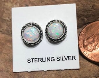 6 MM Fire Opal Stud/Dainty Stud Earring/Small Round Opal/Minimalist Stud/Handmade/For Her