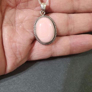Sterling and Pink Conch Vicky Hicks Double Oval Pendant