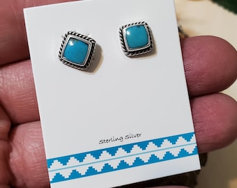 Turquoise Stud Earrings /Sterling Silver /Turquoise Stud /Kingman Turquoise Earring/Blue Turquoise Earring/Dainty Turquoise Earring/LL302