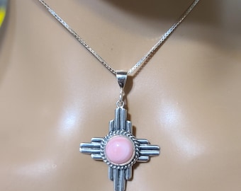 Zia Pendant Necklace/Small Conch Shell Pendant/Sterling Pendant/Dainty Pink Pendant/Zia Conch Shell Pendant Necklace/Zia Pendant/LL13