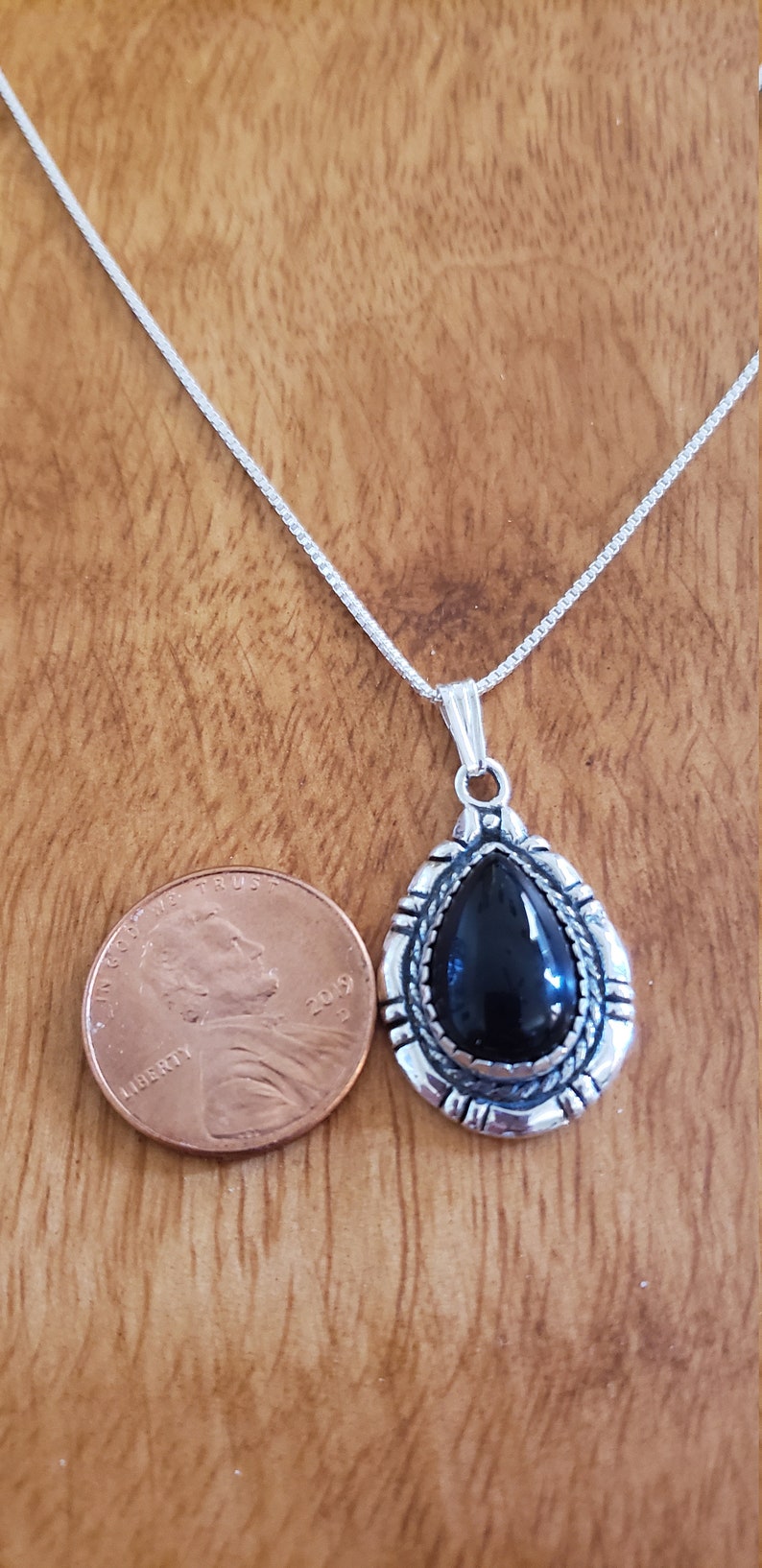 Black Onyx Teardrop Pendant/black Pendant/statement Etsy