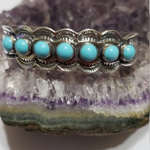 Turquoise Cuff Bracelet /Sterling Silver/ Blue Turquoise Cuff /Made In USA