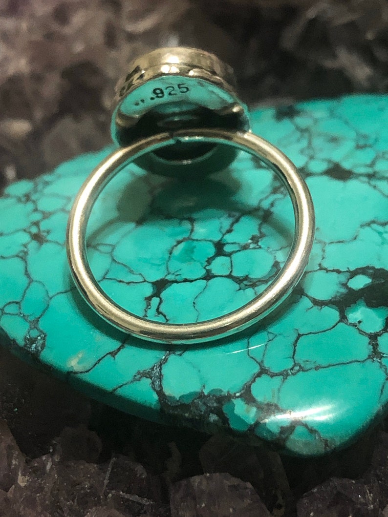 •DUALITY• amber + white buffalo + silver ring (size 8.25) main image 0