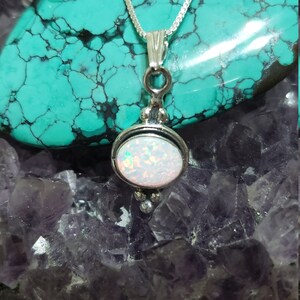 White Fire Opal Pendant /Sterling Silver Necklace / Dainty Opal Pendant / White Opal Necklace / Small Opal Necklace