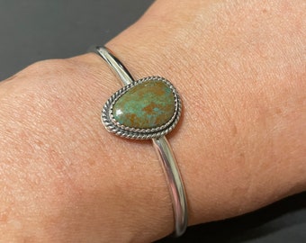 Turquoise Number 8 Cuff Bracelet/Simple Turquoise Cuff/Sterling Silver Turquoise Cuff/Turquoise Bangle Cuff Bracelet/6 Inches Cuff