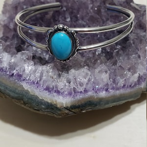 Blue Turquoise Cuff Bracelet/Turquoise Bracelet/Sterling Silver/Turquoise Bracelet/Made In USA