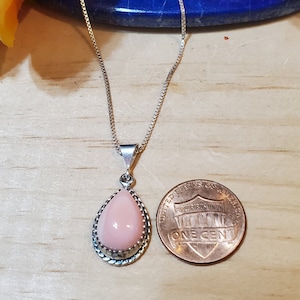 Pink Conch Shell Pendant Necklace/Conch Shell Pendant/925 Sterling Pendant Necklace/Teardrop Pink Conch Shell Pendant/Pink Shell Pendant