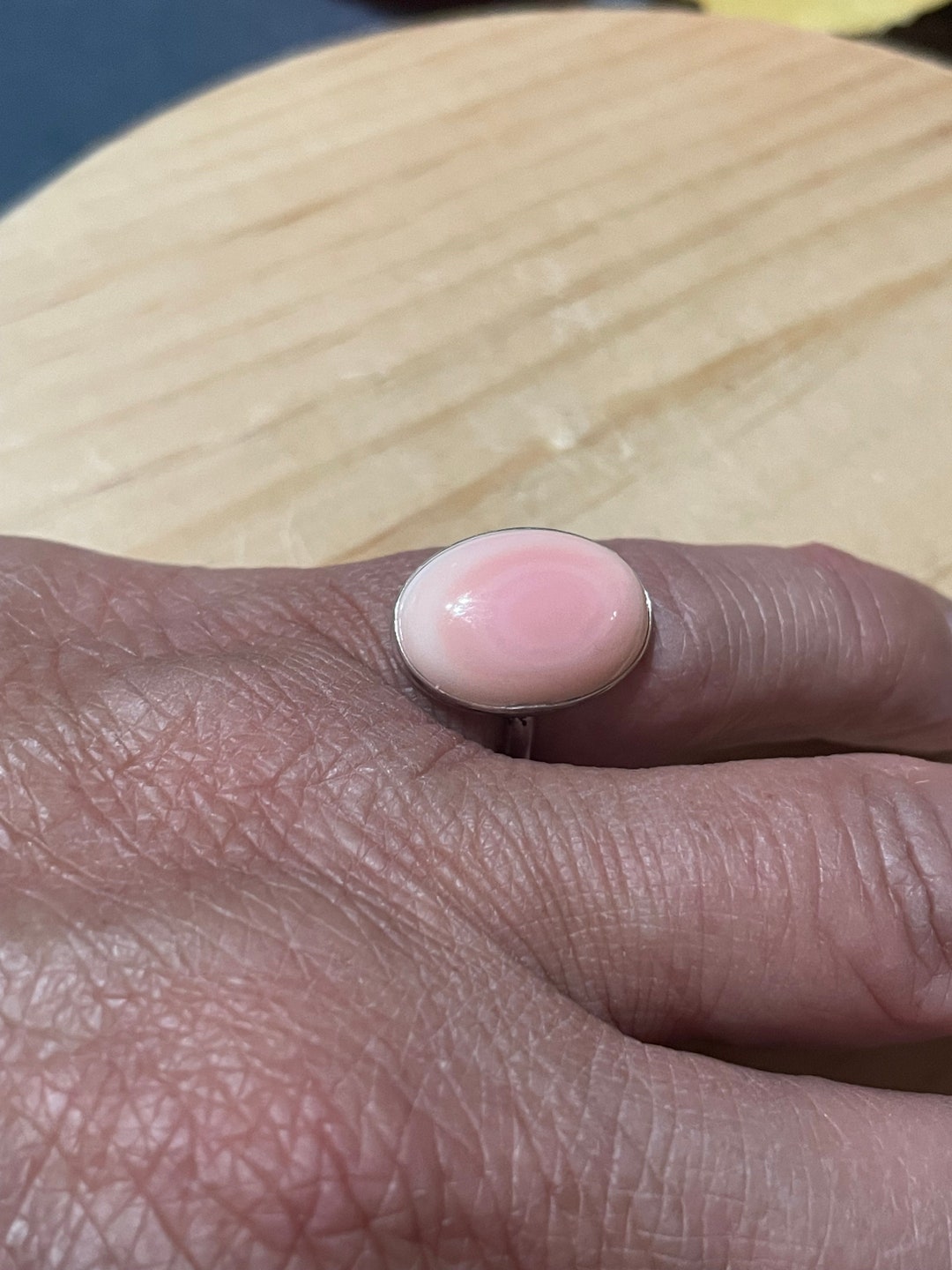 Pink Conch Shell Ring/sterling Silver Pink Conch Shell Ring/large Shell Ring/pink Conch Ring