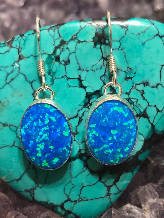 Genuine blue opal earrings discount