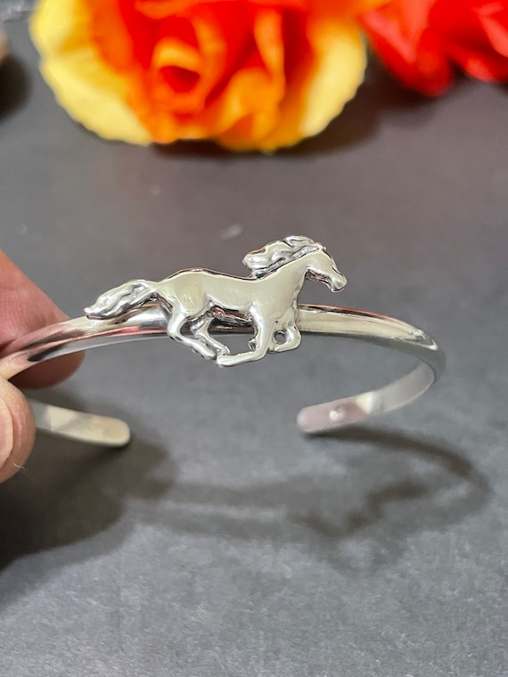 Horse Silver Cuff/bronco Cuff/stallion Cuff Bracelet/mustang Cuff