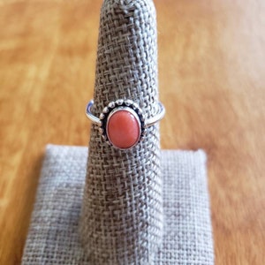 Small Coral Ring/Dainty Pink Coral Ring/Sterling Silver/Genuine Coral Ring/Pink Coral Ring /Made In USA