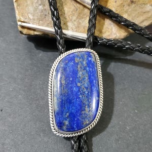 Natural Lapis Lazuli Bolo Tie/Blue Lapis Bolo/Sterling Lapis Bolo Tie/Genuine Lapis Lazuli Bolo Tie/Gift For Dad/Blue Stone Bolo/B25