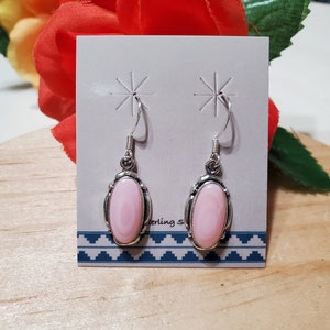 Queen Conch Shell/ Long Oval Pink Earring /Sterling Silver/Handmade Jewelry/Pink Conch Earring/Pink Shell Earring/Gift For Her/Made In USA