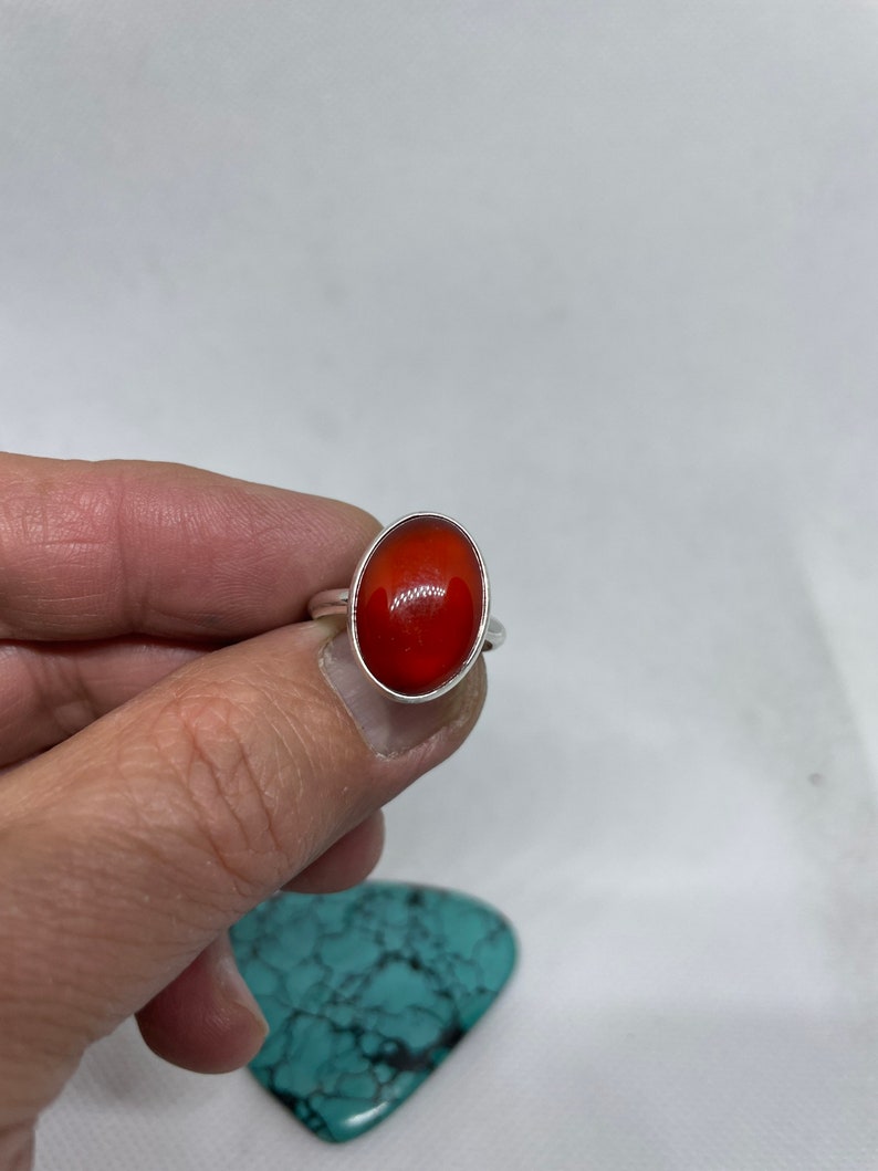 Large Red Carnelian Ring/Statement Ring/Handmade Jewelry/Sterling Silver/Natural Red Carnelian /Made In USA image 3