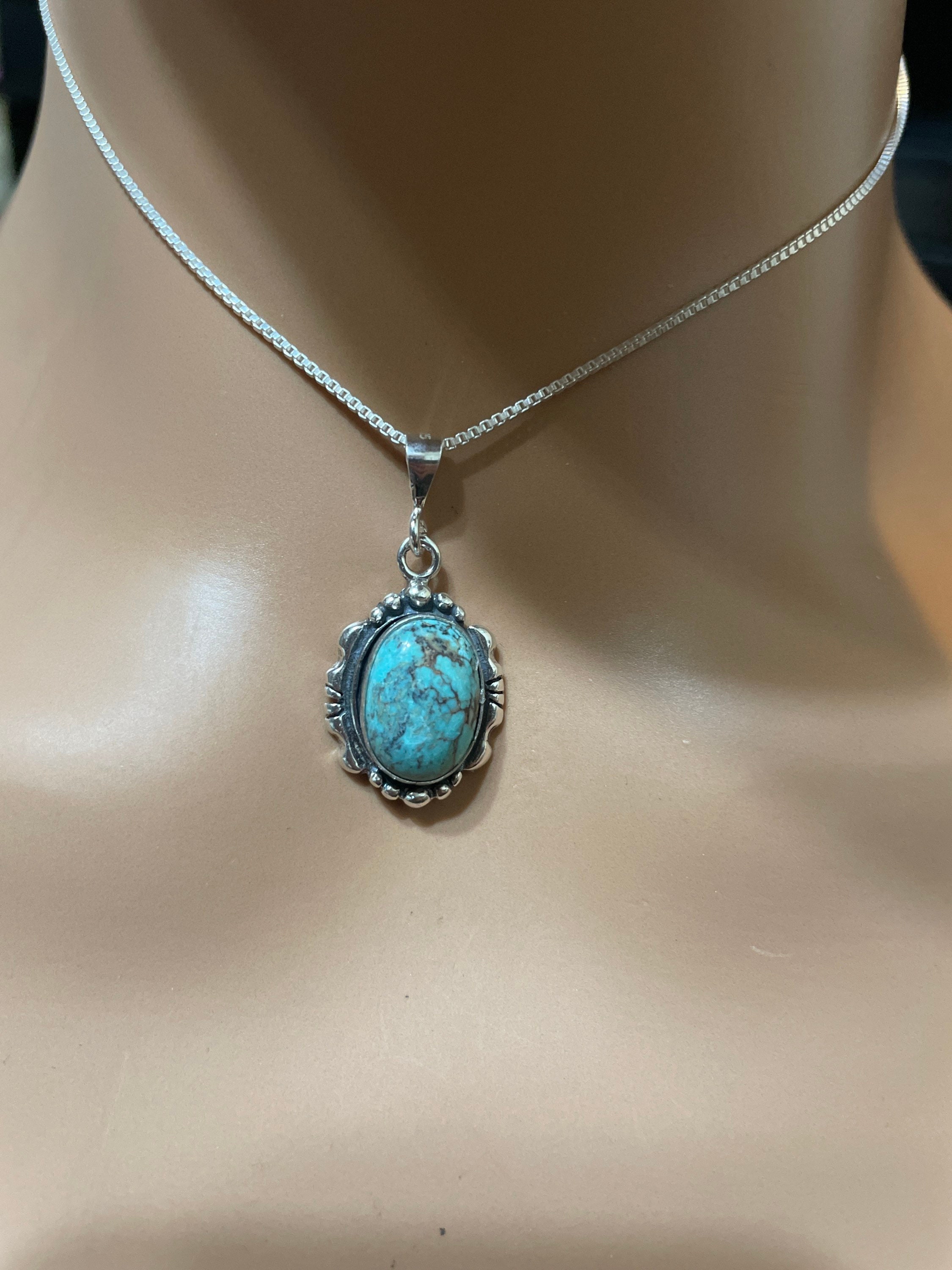 Blue Turquoise Pendant Necklace/statement Turquoise Pendant